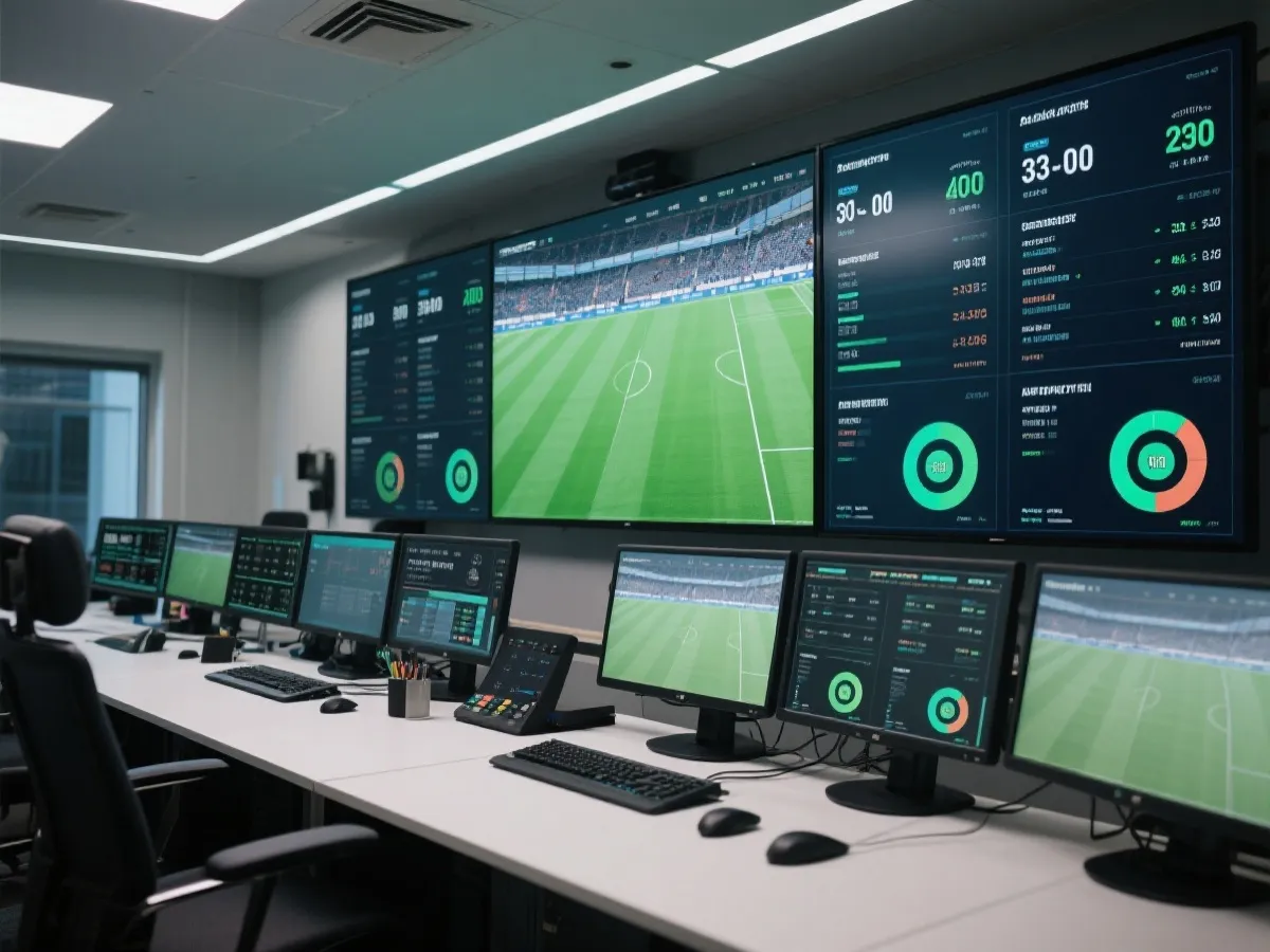 即時比分與足球數據分析介面示意
