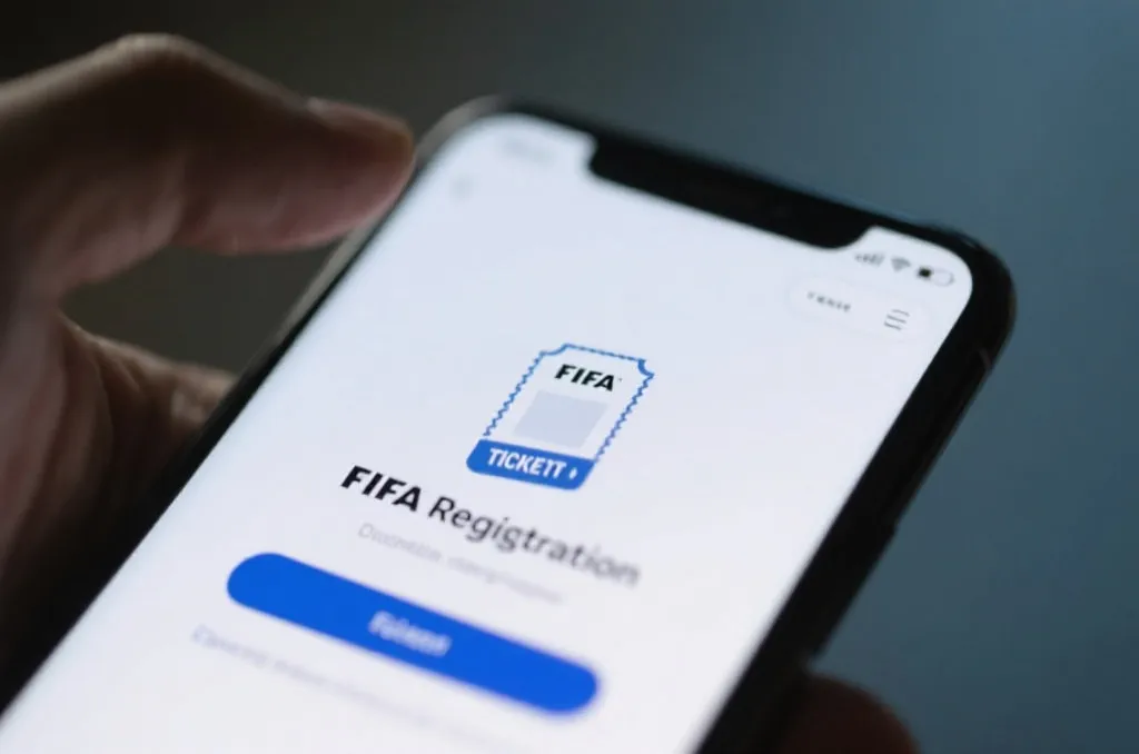 智能手机上的FIFA官方票务注册界面